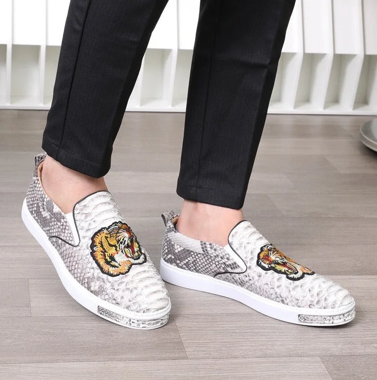 Men's Slip-Resistant Boots Men's Cool Tiger Designer Authentic Real Leather Casual Chic Flats