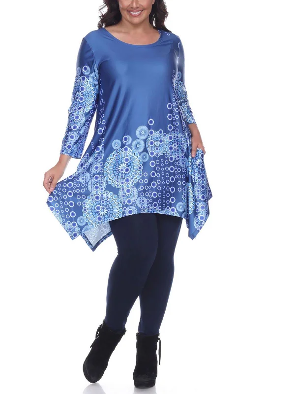 Women's Attire Plus Womens Sharkbite Hem Floral Tunic Top