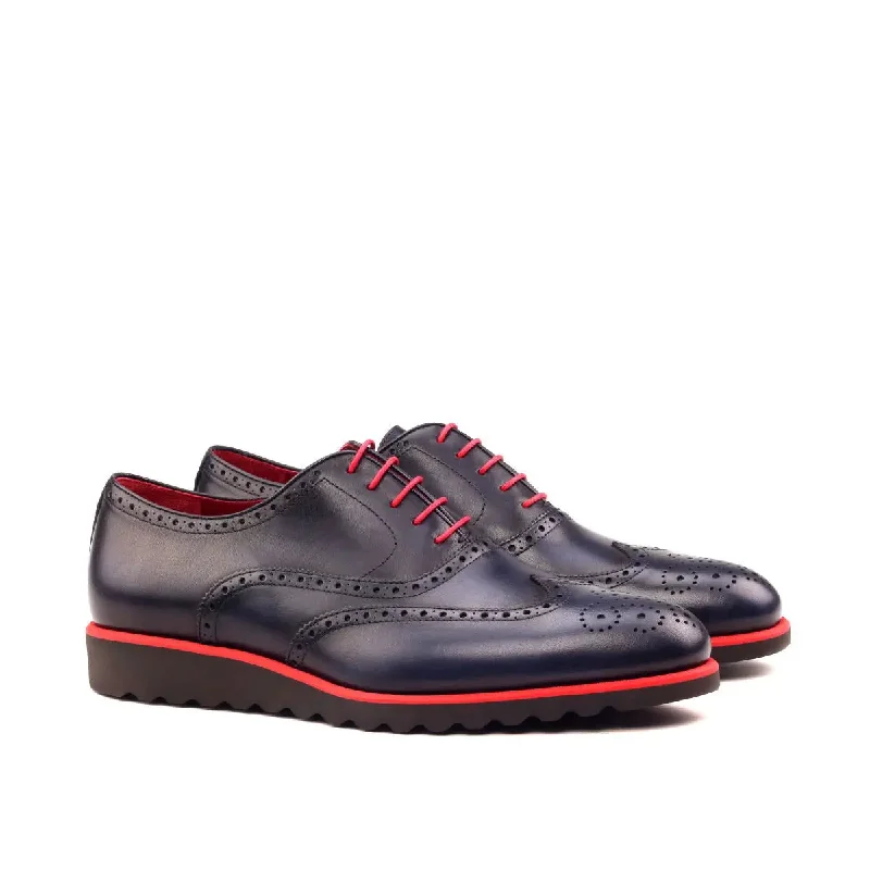 Men's Supportive Boots DapperFam Aeron in Navy Men's Italian Leather Full Brogue