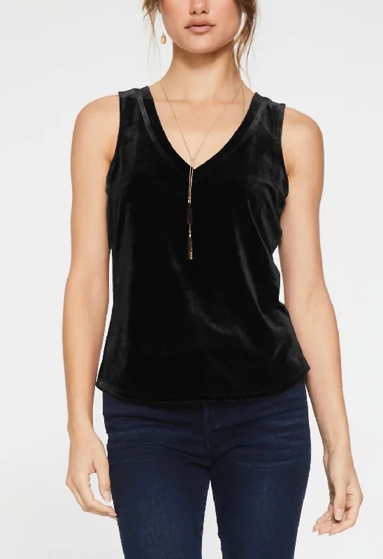 Online Impressions Boutique Acacia V-Neck Tank Top In Black Velvet