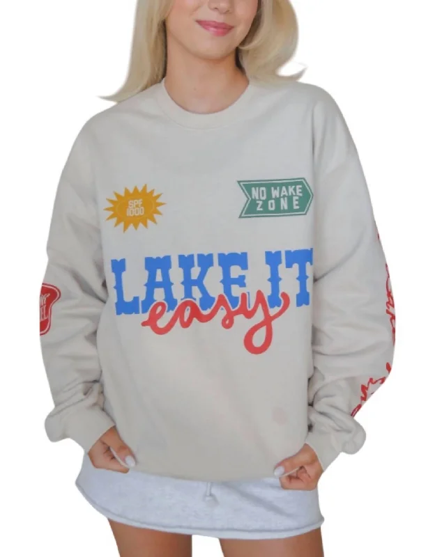 Chic And Comfortable Lake It Easy Sweatshirt In Sand