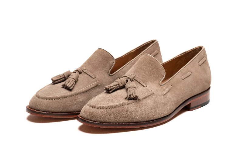Men's Flexible Boots Tassel Loafers - Taupe Suede