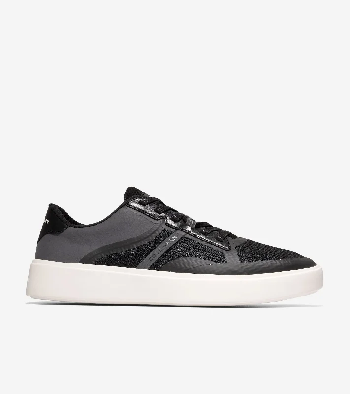 Men's Odor-Resistant Shoes Cole Haan Grand Crosscourt Winner Black Grey Pinstripe Ivory