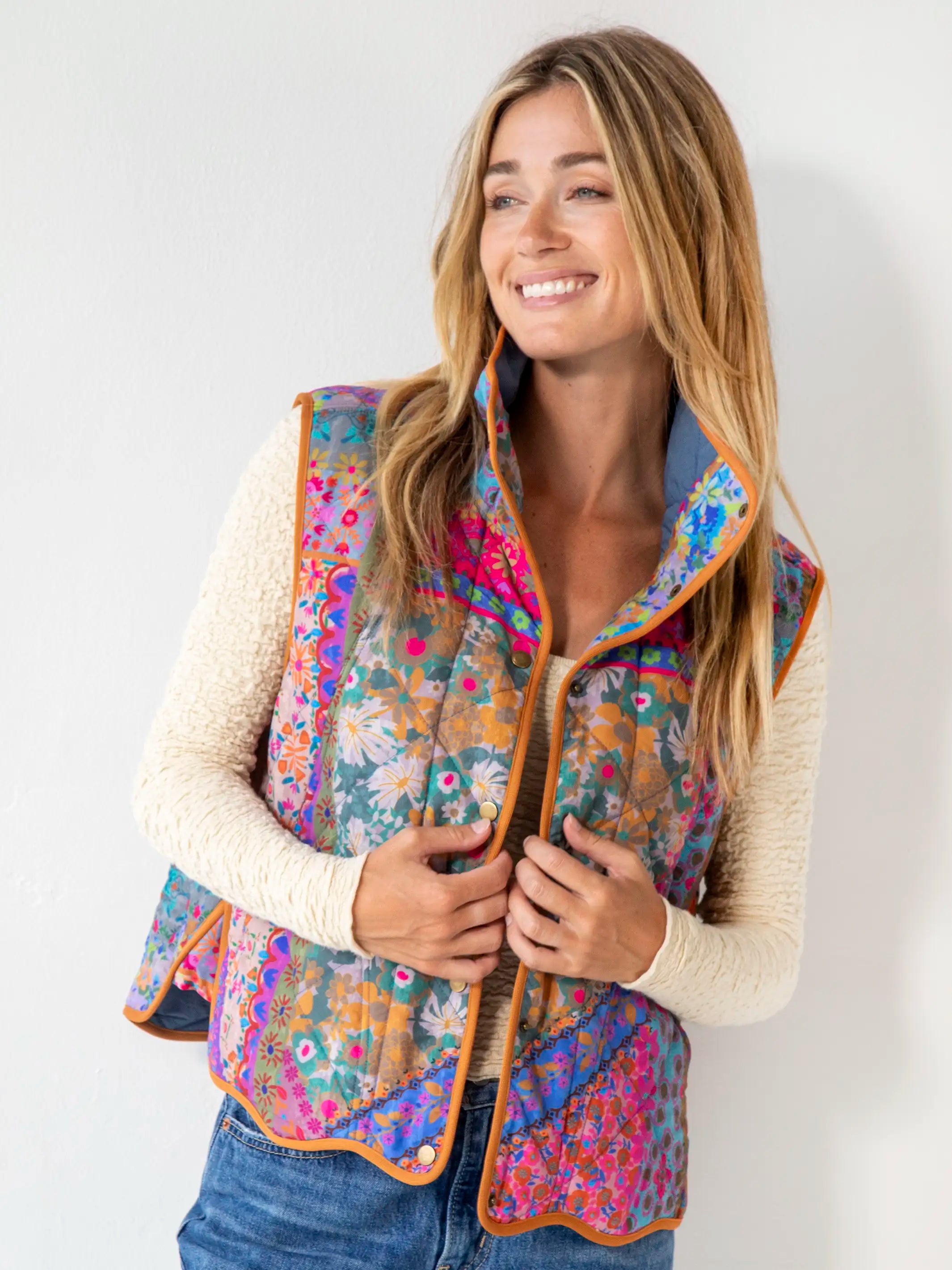 Flash Sale Or Flash Sales Quilted Puffer Vest - Multi Patchwork