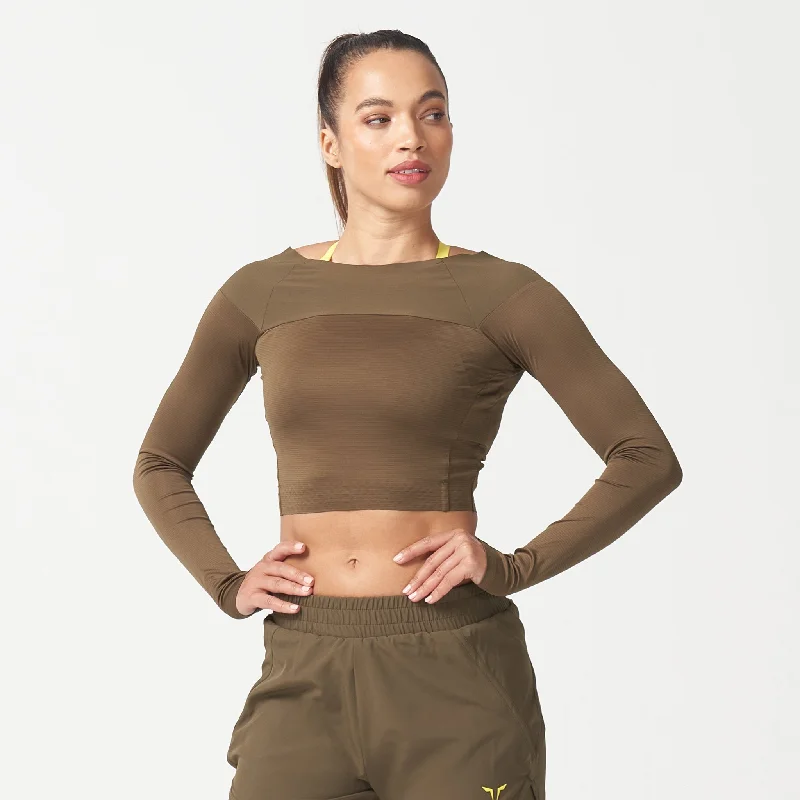 Women's Casual Wear Outfit LAB360° Impact Crop Top - Dark Olive