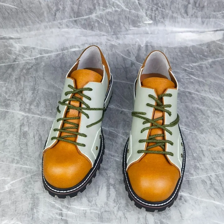 Hot Deals On Casual Shoes Men's British Style Mixed Colored Lace Up Round Toe Casual Shoes