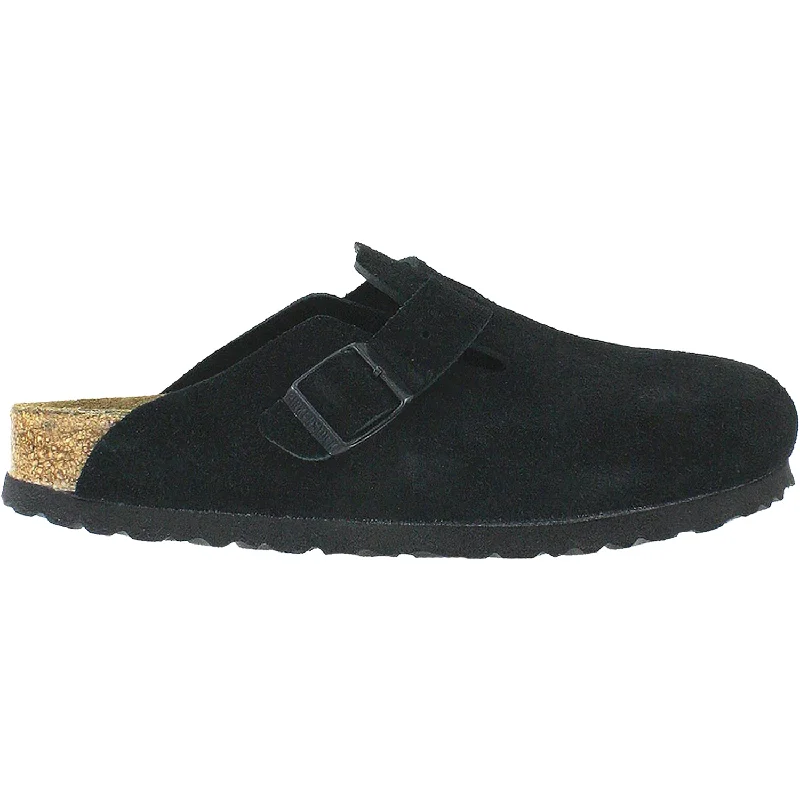 Men's Adaptive Fit Boots Unisex Birkenstock Boston Soft Footbed Black Suede