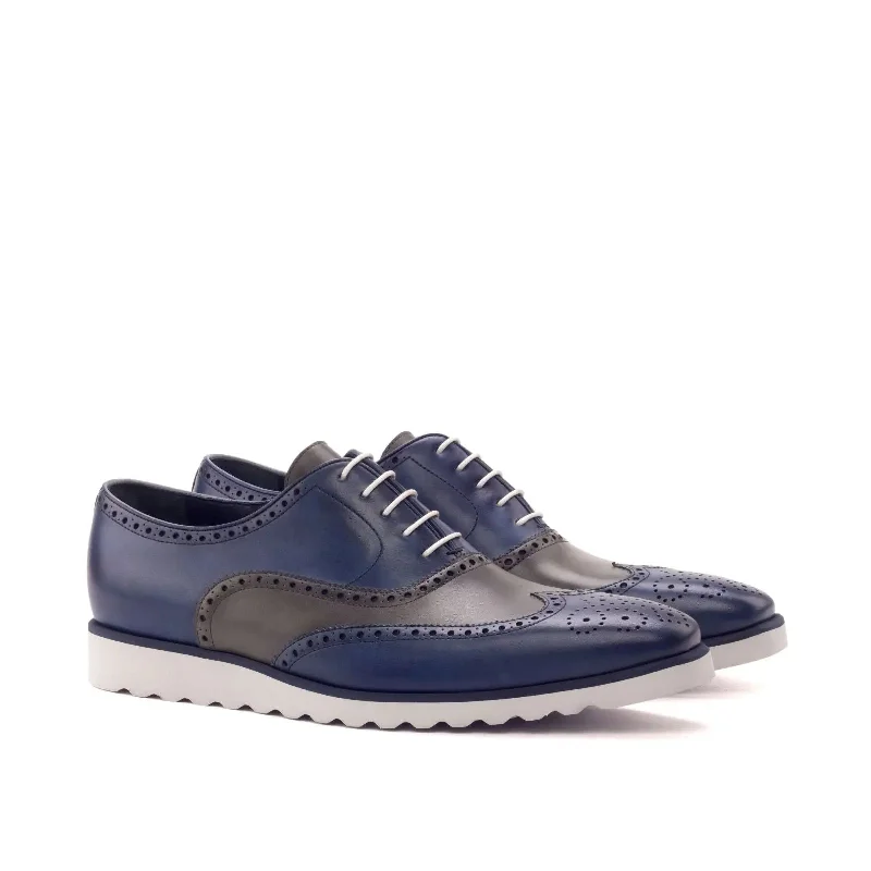 Men's Ultra-Light Shoes DapperFam Aeron in Navy / Grey Men's Italian Leather Full Brogue Men's Ultra-Light Shoes DapperFam Aeron in Navy / Grey Men's Italian Leather Full Brogue