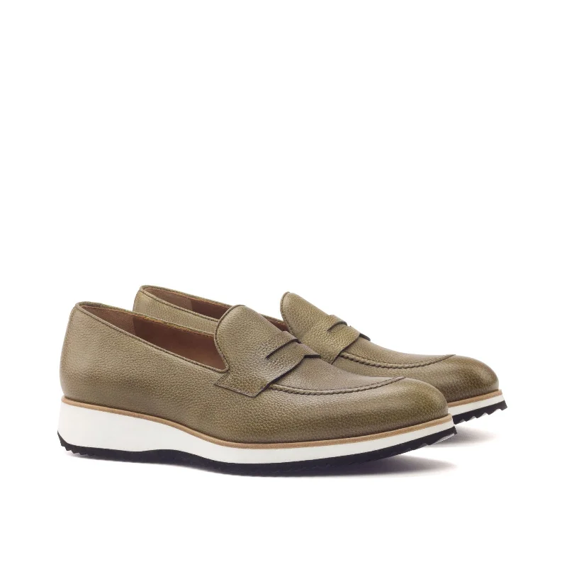 Men's Handcrafted Shoes DapperFam Luciano in Olive Men's Italian Full Grain Leather Loafer Men's Handcrafted Shoes DapperFam Luciano in Olive Men's Italian Full Grain Leather Loafer