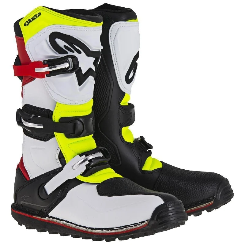 Men's Breathable Shoes Alpinestars Tech-T Men's White/Red/Yellow/Black Motocross Boots