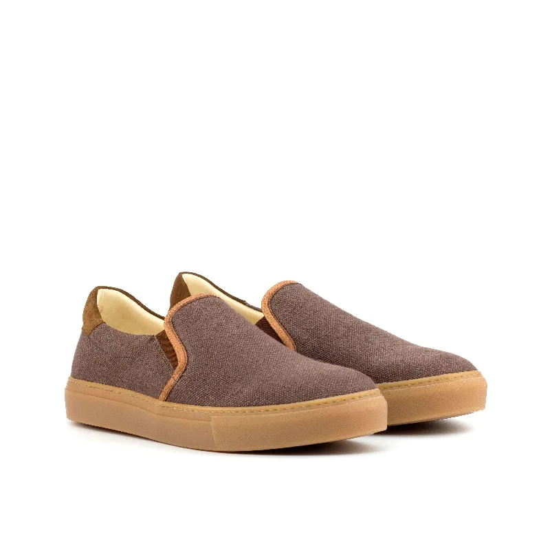 Best Price On Lightweight Shoes DapperFam Versado in Brown / Med Brown Men's Linen & Lux Suede Slip On Best Price On Lightweight Shoes DapperFam Versado in Brown / Med Brown Men's Linen & Lux Suede Slip On