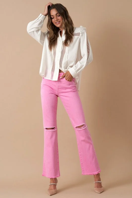 Affordable Fashion for Women Hot Girl Denim Lab Pretty In Pink High Rise Straight Jeans