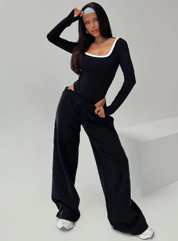 Relaxed Style Ender Contrast Trim Bodysuit Black