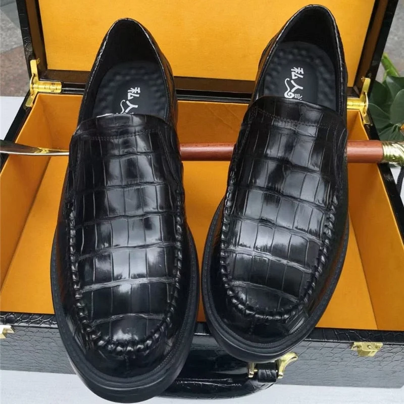 Men's Energy-Return Boots Men's Autumn Casual Genuine Real Alligator Leather Slip-on Shoes