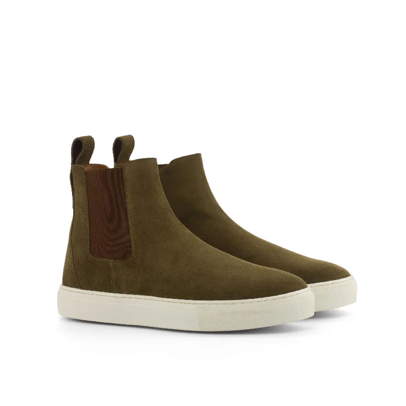 Men's Moisture-Wicking Shoes DapperFam Gallant in Khaki Men's Lux Suede Chelsea Sport