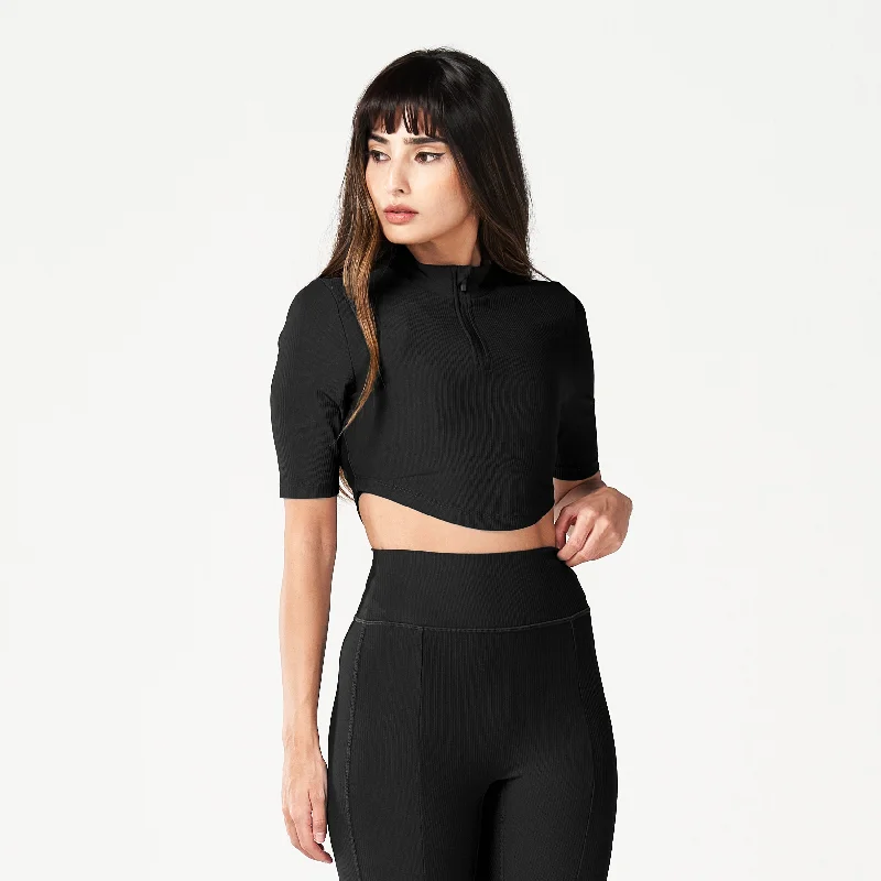 Discount Store Code Ribbed Crop Top - Black