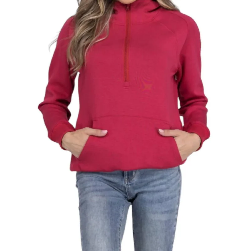 Plus Size Women's Fashion Scuba Halfzip Hoodie In Berry