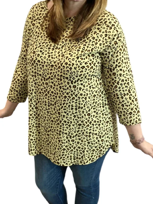 Women's Clothing Sale Leopard Tunic Top In Mustard