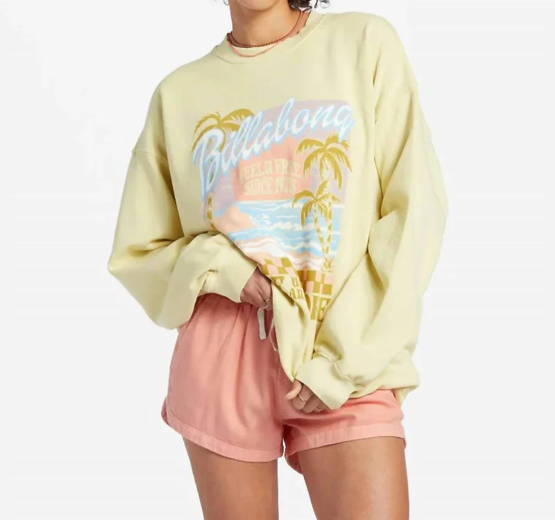 Casual Chic Clothing Ride In Oversized Crew Sweatshirt In Sunspell