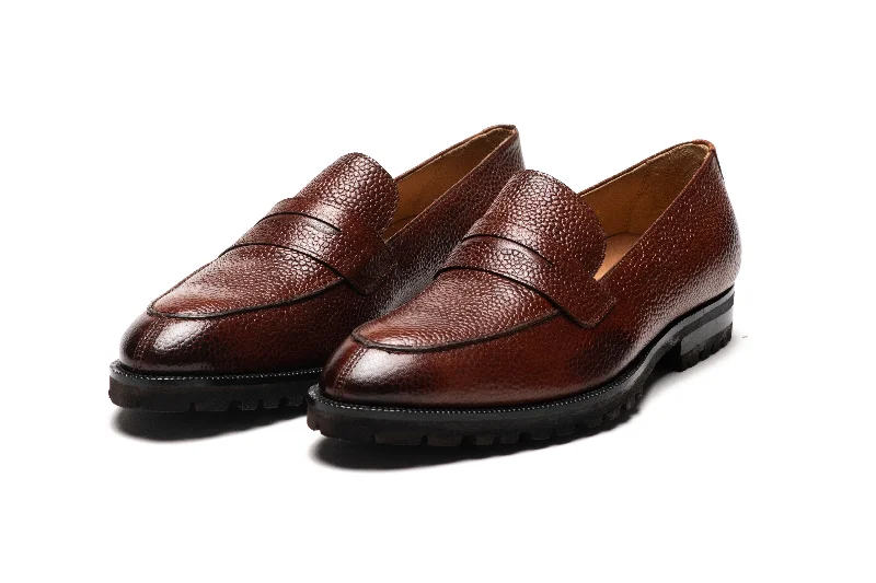 Men's Shock-Absorbing Shoes 3DM X MSP - Napa Penny Loafers - Brown Grain