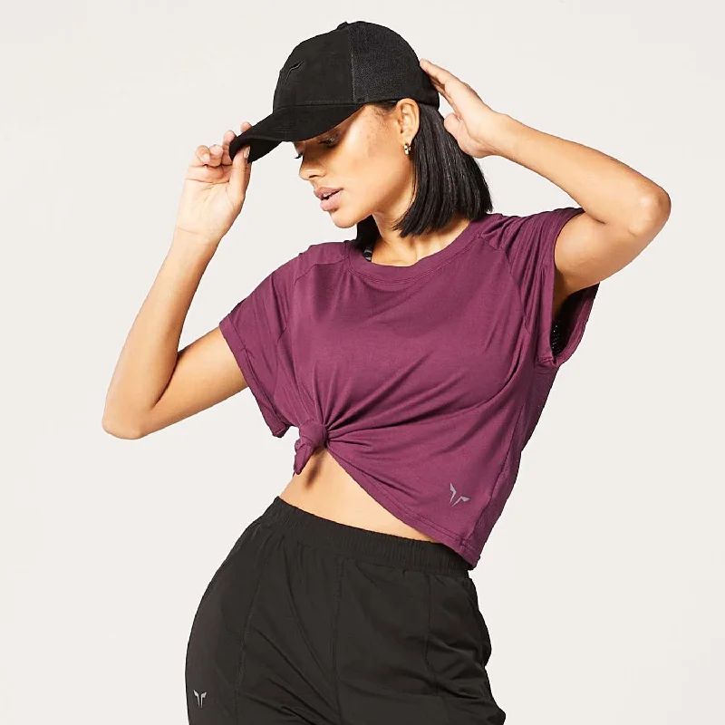 Affordable Women's Garments Code Relaxed Fit Tee - Mid Oxblood Red