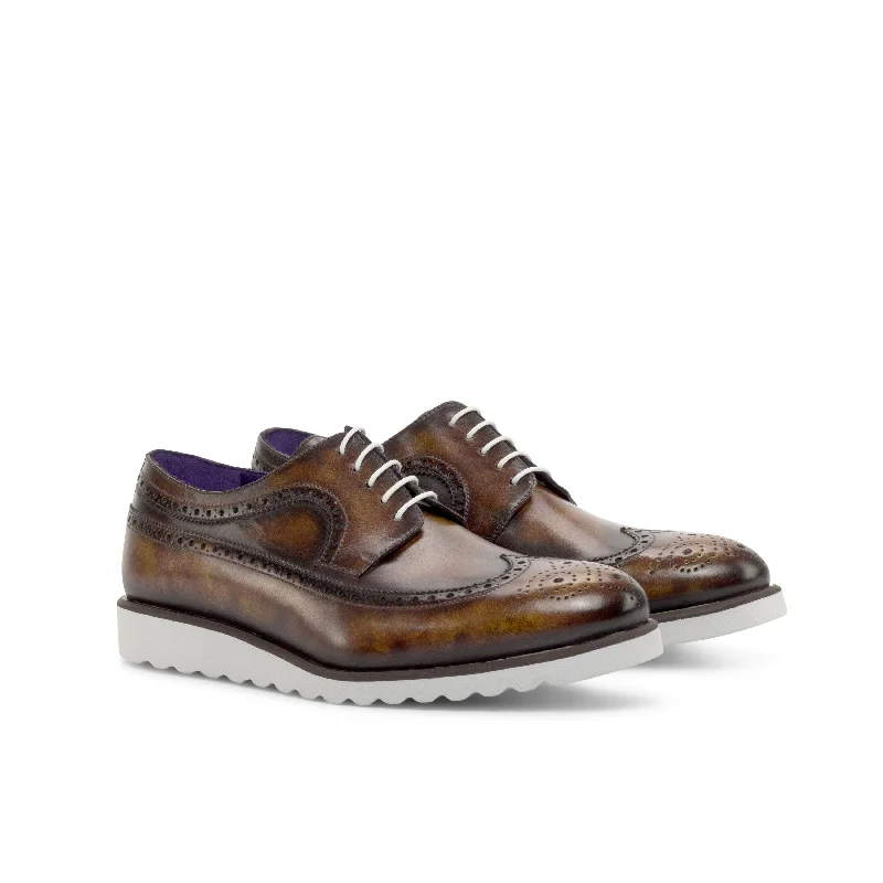 High-Quality Shoes DapperFam Zephyr in Fire Men's Hand-Painted Patina Longwing Blucher High-Quality Shoes DapperFam Zephyr in Fire Men's Hand-Painted Patina Longwing Blucher