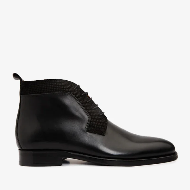 Men's Waterproof Boots The Romto Black Leather Derby Lace-Up Men Boot With a Zipper
