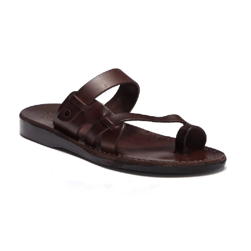 Men's Minimalist Shoes Jabin - Leather Toe Loop Sandal | Brown