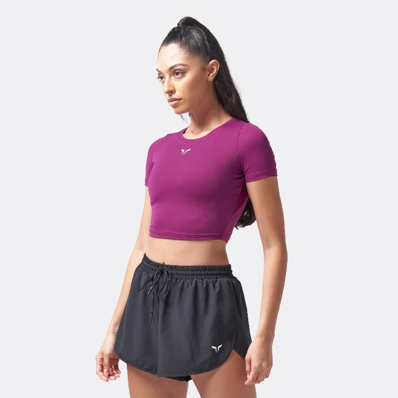 Women's Holiday Attire Essential Cropped Tee - Dark Purple