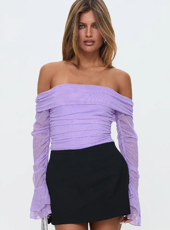 Sale On Clothing Feel A Way Off Shoulder Bodysuit Lilac