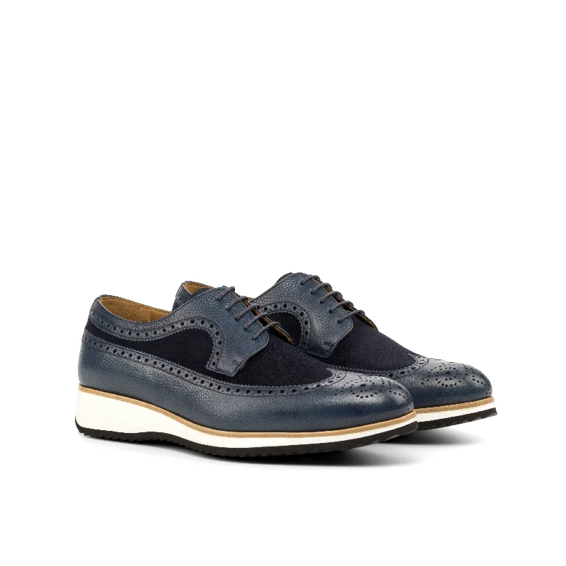 Best Deals On Comfortable Shoes DapperFam Zephyr in Navy Men's Lux Suede & Italian Pebble Grain Leather Longwing Blucher Best Deals On Comfortable Shoes DapperFam Zephyr in Navy Men's Lux Suede & Italian Pebble Grain Leather Longwing Blucher