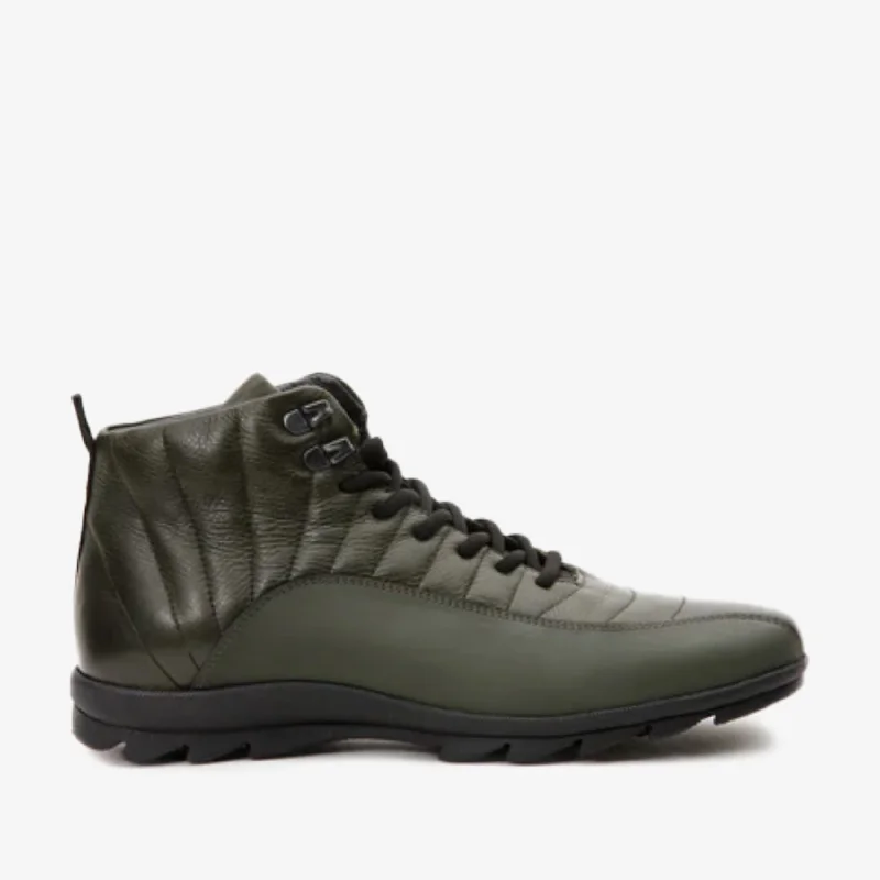 Men's Comfortable Boots The Merter Green Leather Casual Lace-Up Men Boot