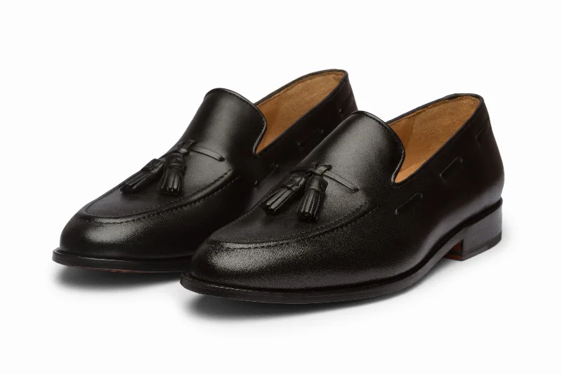 Men's Slip-Resistant Boots Tassel Loafers - Black