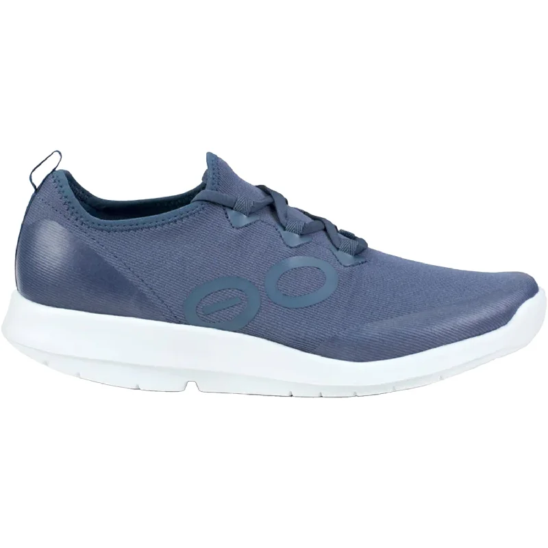 Men's Stylish Shoes Men's OOFOS OOMG Sport LS White/Moroccan Blue Mesh