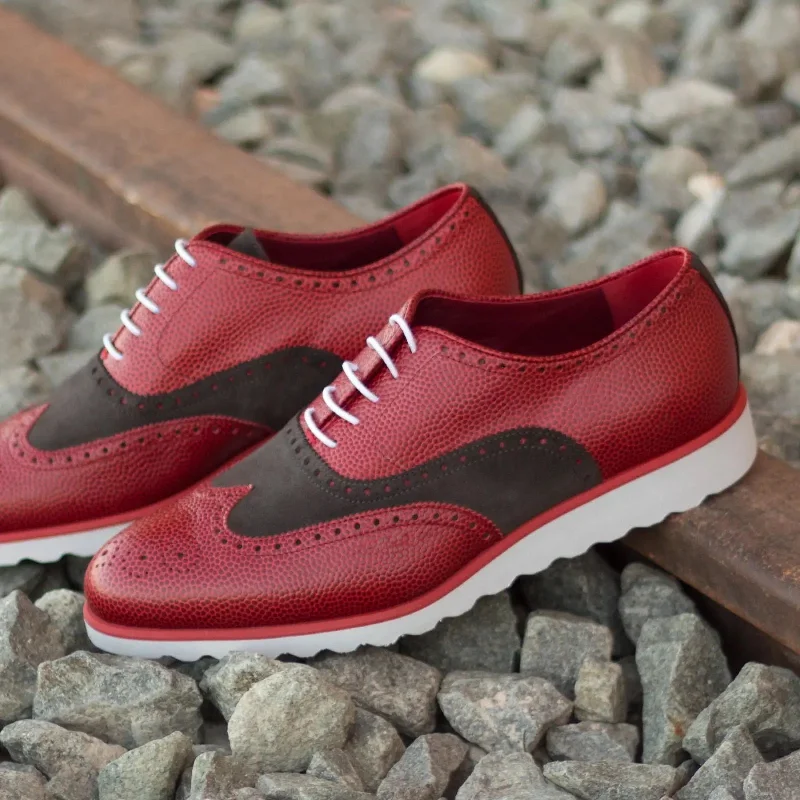 Shop Now For Limited-Time Footwear Deals DapperFam Aeron in Red / Grey Men's Lux Suede & Italian Pebble Grain Leather Full Brogue Shop Now For Limited-Time Footwear Deals DapperFam Aeron in Red / Grey Men's Lux Suede & Italian Pebble Grain Leather Full Brogue