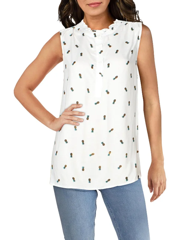 Women's Holiday Attire Womens Graphic Sleeveless Tunic Top