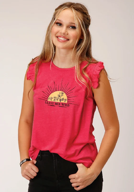 Women's Clothing Sale Online Roper Womens Leave Her Wild Watermelon Poly/Rayon S/L T-Shirt