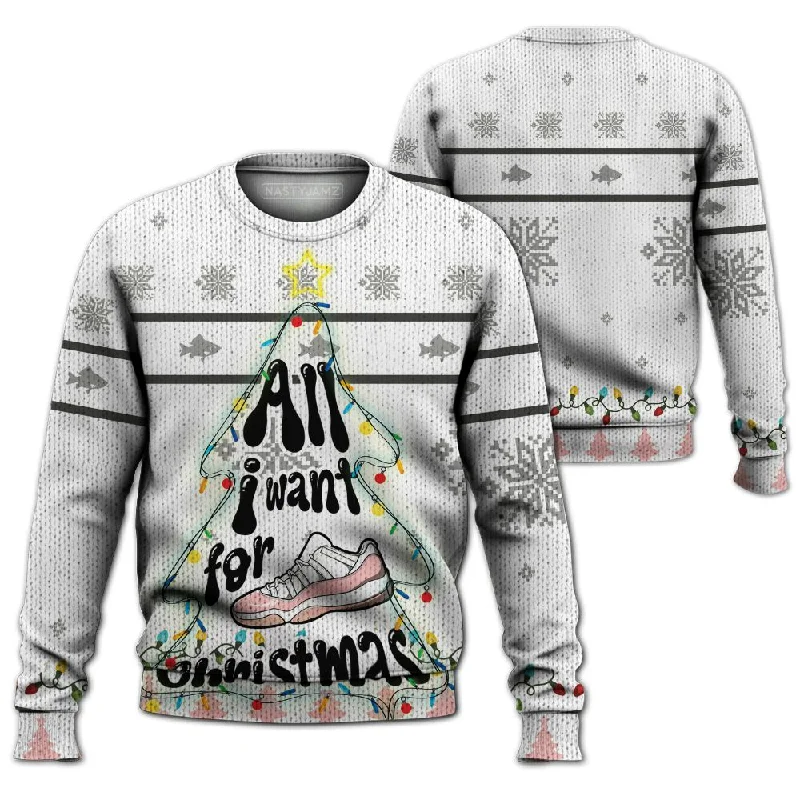 Women's Street Style Casual Wear Low Legend Pink 11s NastyJamz Ugly Sweater Match Xmas All I Want All-Over Print