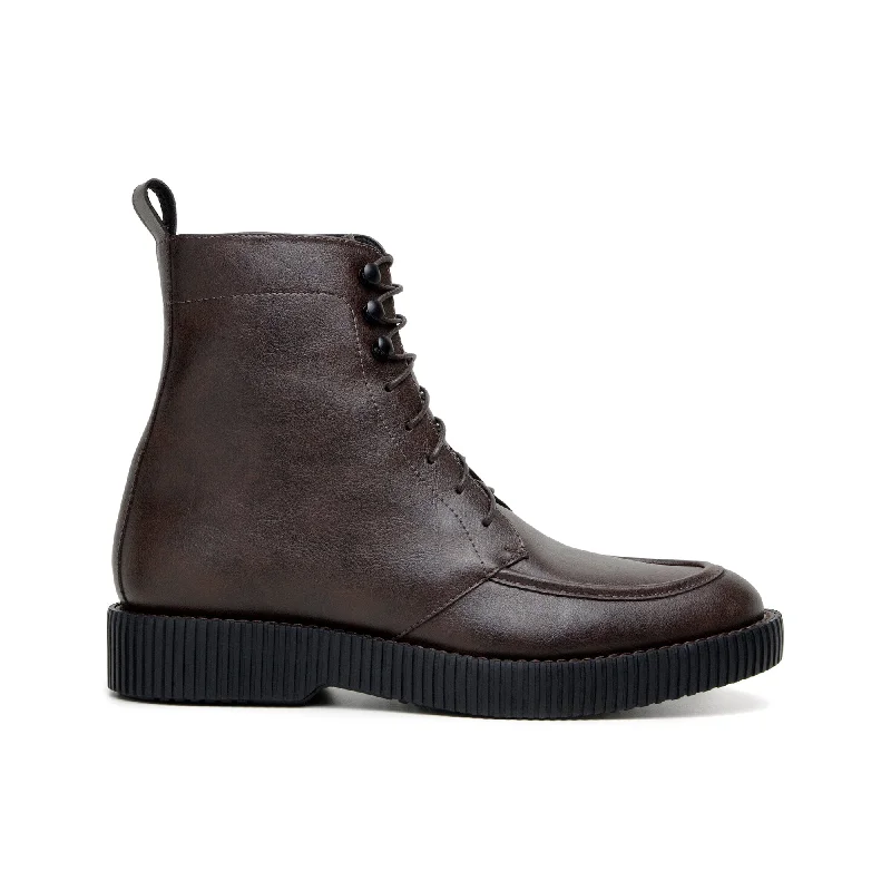 Men's Flexible Boots 'Regis' men's creeper sole lace-up boot in vegan leather by Zette Shoes - espresso Men's Flexible Boots 'Regis' men's creeper sole lace-up boot in vegan leather by Zette Shoes - espresso