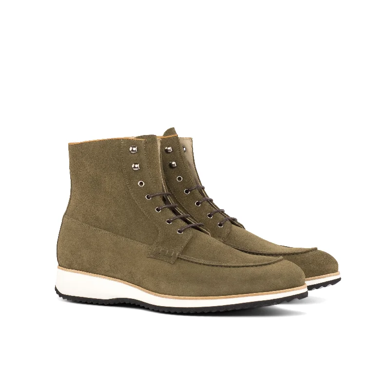 Men's Flexible Sole Boots DapperFam Ryker in Khaki / Cognac Men's Italian Leather & Lux Suede Moc Boot Men's Flexible Sole Boots DapperFam Ryker in Khaki / Cognac Men's Italian Leather & Lux Suede Moc Boot