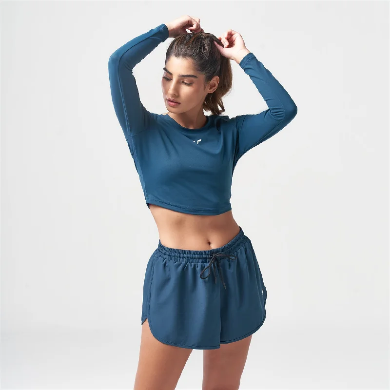 Women's Trendy Attire Essential Full Sleeves Crop Top - Teal