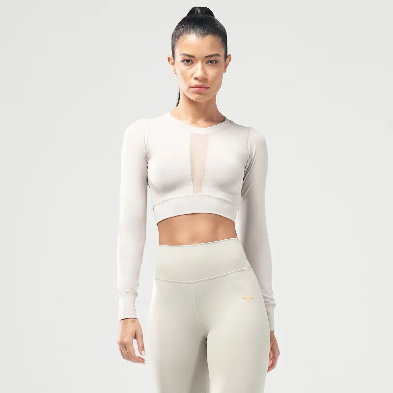 Women's Elegant Evening Outfit Code Power Crop Top - Willow Grey