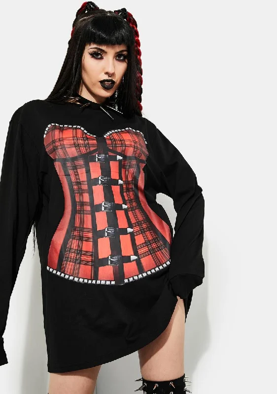 Women's Fashion-Forward Apparel Tempting Danger Corset Graphic Tee