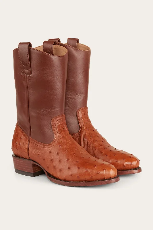 Men's Flexible Sole Boots Davidson Mens Ostrich Boot - Chestnut