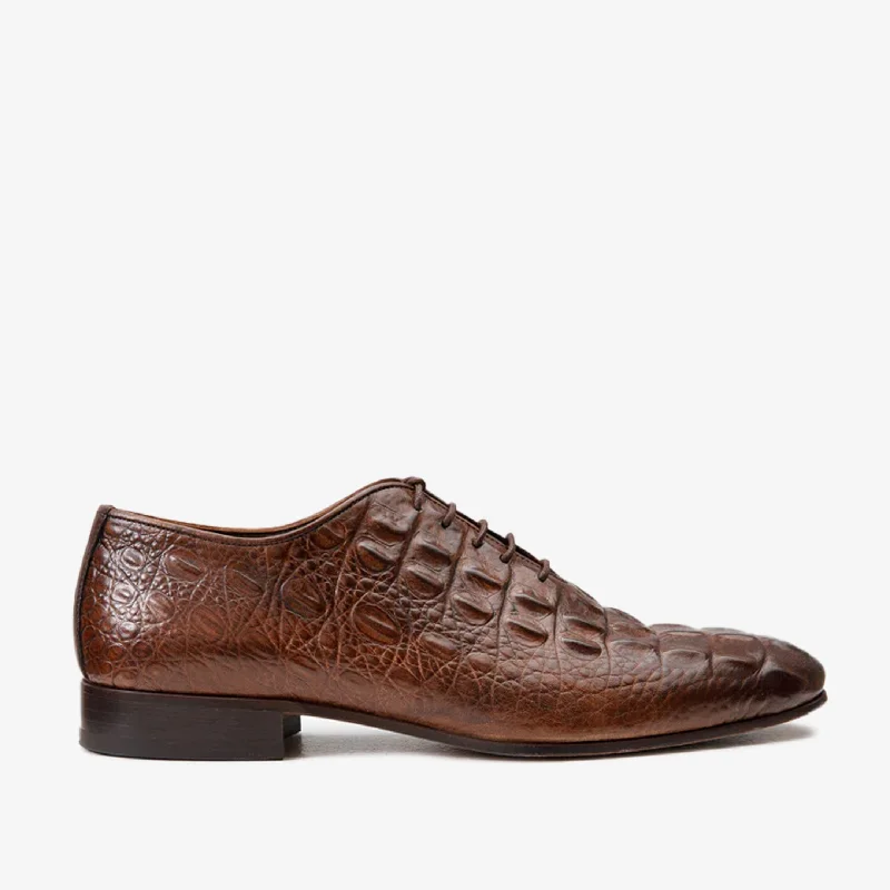 Men's Seamless Design Boots The Randor Brown Leather Oxford Men Shoe