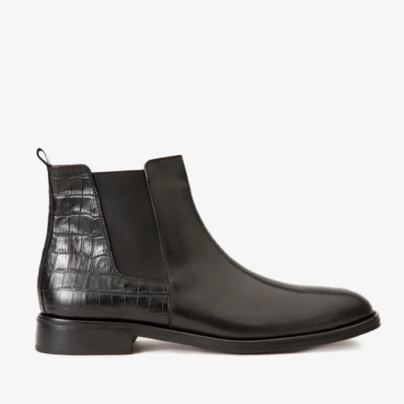 Men's Breathable Shoes The Manby Black Leather Chelsea Men Boot
