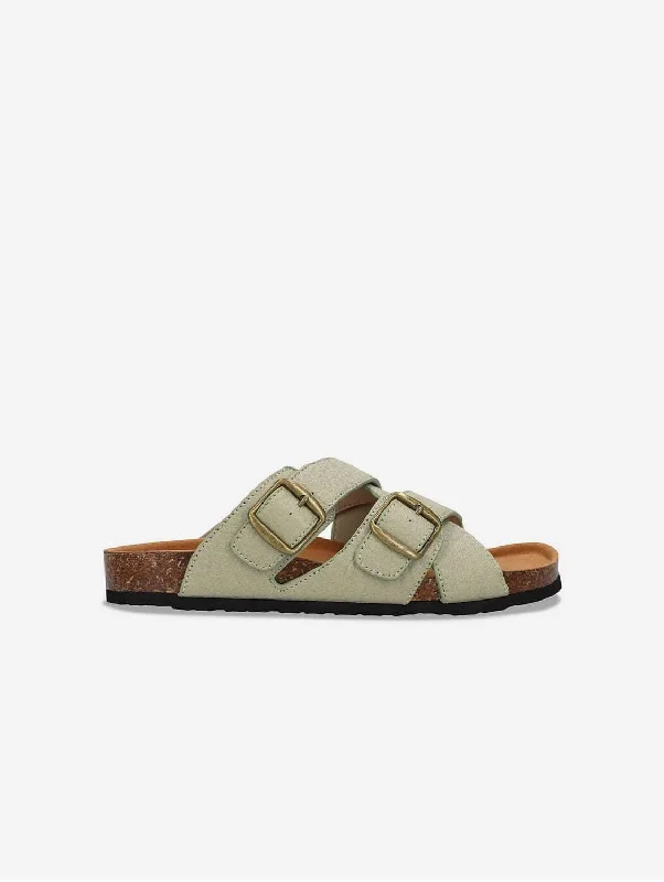 Fashion-Forward Shoes For Men Samet Unisex Piñatex Vegan Leather Sandals | Green