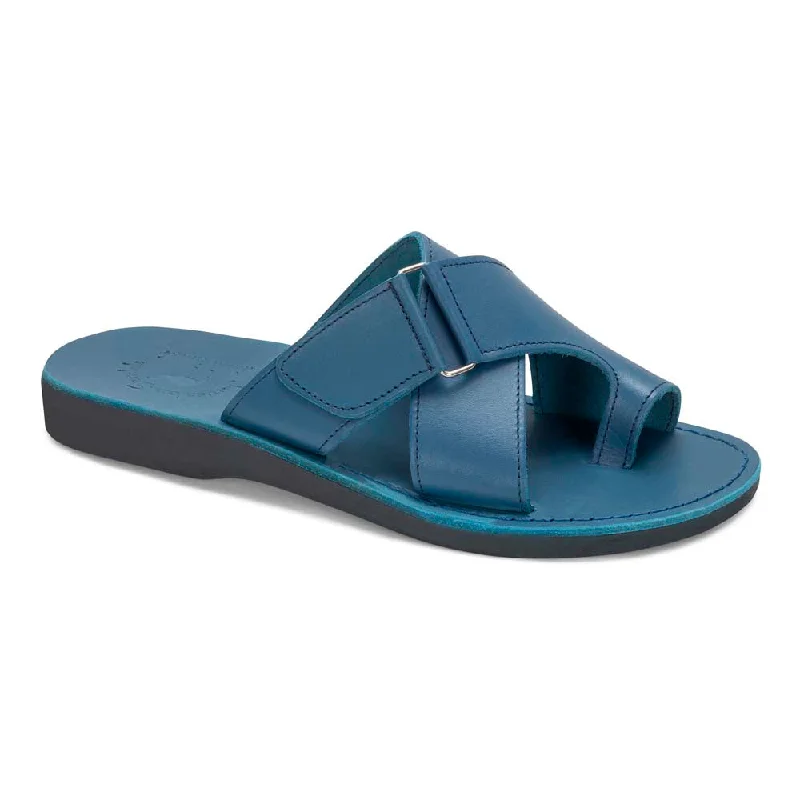 Men's Seamless Design Shoes Asher - Leather Slide On Sandal | Blue