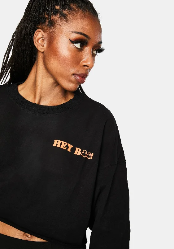 Seasonal Sale Hey Boo Cropped Crewneck Sweatshirt