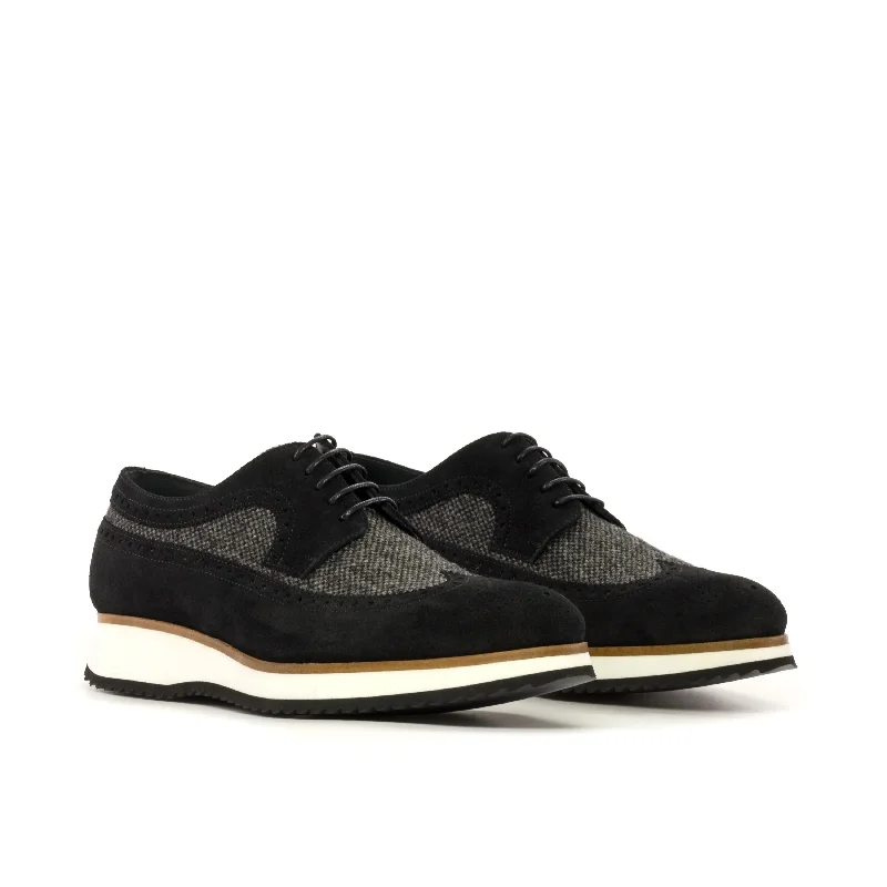 Shop Now For Discounted Shoes DapperFam Zephyr in Black / Nailhead Men's Sartorial & Lux Suede Longwing Blucher Shop Now For Discounted Shoes DapperFam Zephyr in Black / Nailhead Men's Sartorial & Lux Suede Longwing Blucher